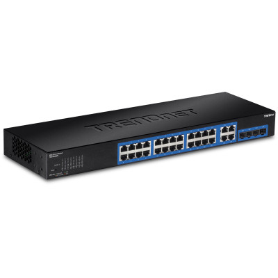 TRENDnet TEG-284WS 28-Port Managed Gigabit Ethernet Switch, 4x shared Gigabit ports (RJ-45 or SFP), rack mountable